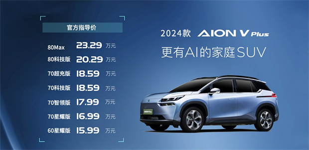 更有AI的家庭SUV，2024款AION V Plus上市