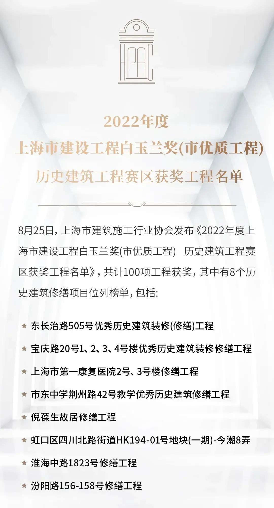 市级最高AG九游会奖项！2个历史建筑工程榜上有名