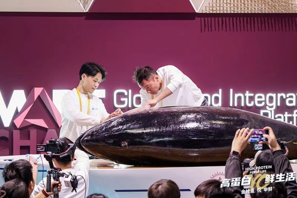 a82ecb8b a100 4f71 9843 725af55ff26b - 【布拉格时报】3.2米长的大鱼“游”来进博会，还有基里巴斯海产品“上岸”了