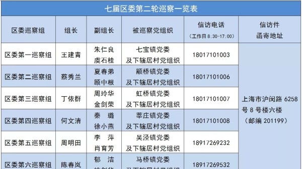 3月23日开始 闵行区委第二轮巡察将对这6家党组织开展巡察