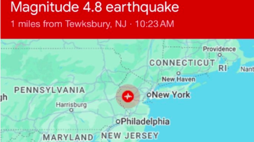 美国东海岸发生4.8级地震，多地有震感