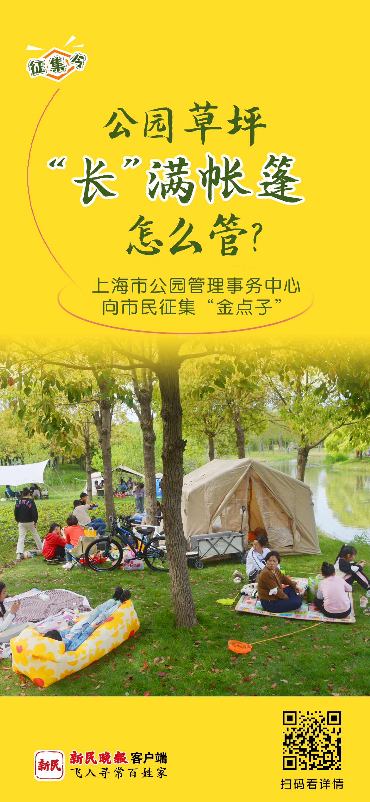 公园草坪“长”满了帐篷，如何规范？管理部门喊你提供“金点子”