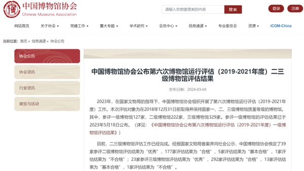 中博协评估两家二三级博物馆“不合格”