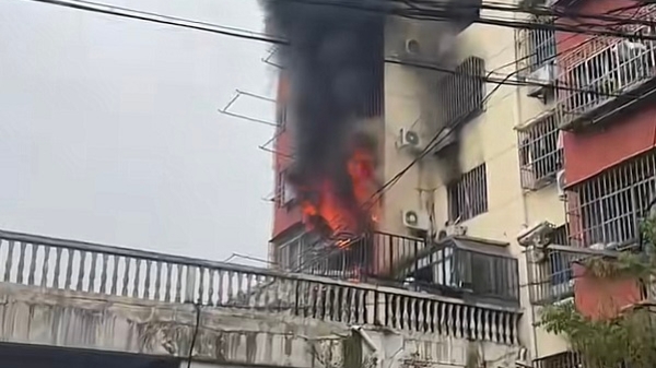 昨晨沪宜公路一居民家起火 现场浓烟滚滚